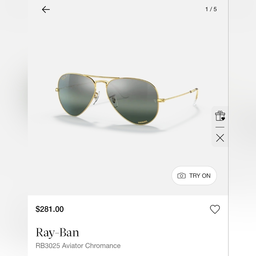 ☀️😎Ray-Ban Polarized, Gold and Black Lens Classic Aviator Sunglasses